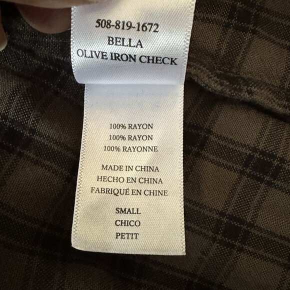 Rails Womens Small Bella Tie Waist Dress Olive Iron Check Button Up Long Sleeve - Picture 13 of 14